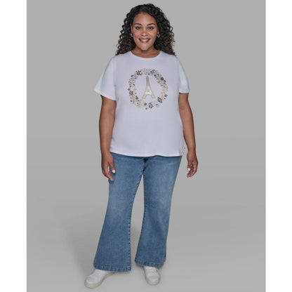 Karl Lagerfeld Paris Plus Size Paris Logo Short Sleeve T-Shirt