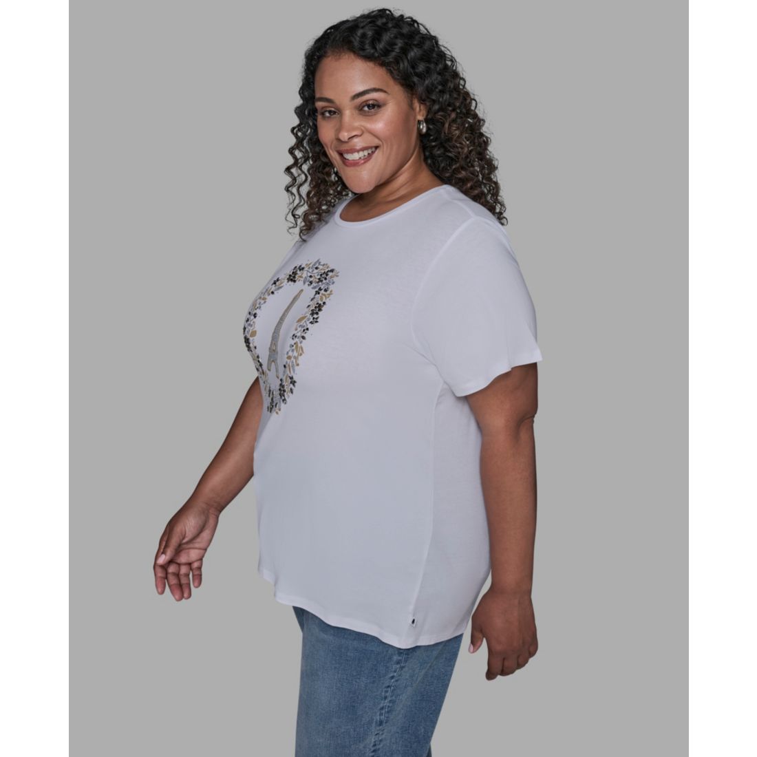 Karl Lagerfeld Paris Plus Size Paris Logo Short Sleeve T-Shirt