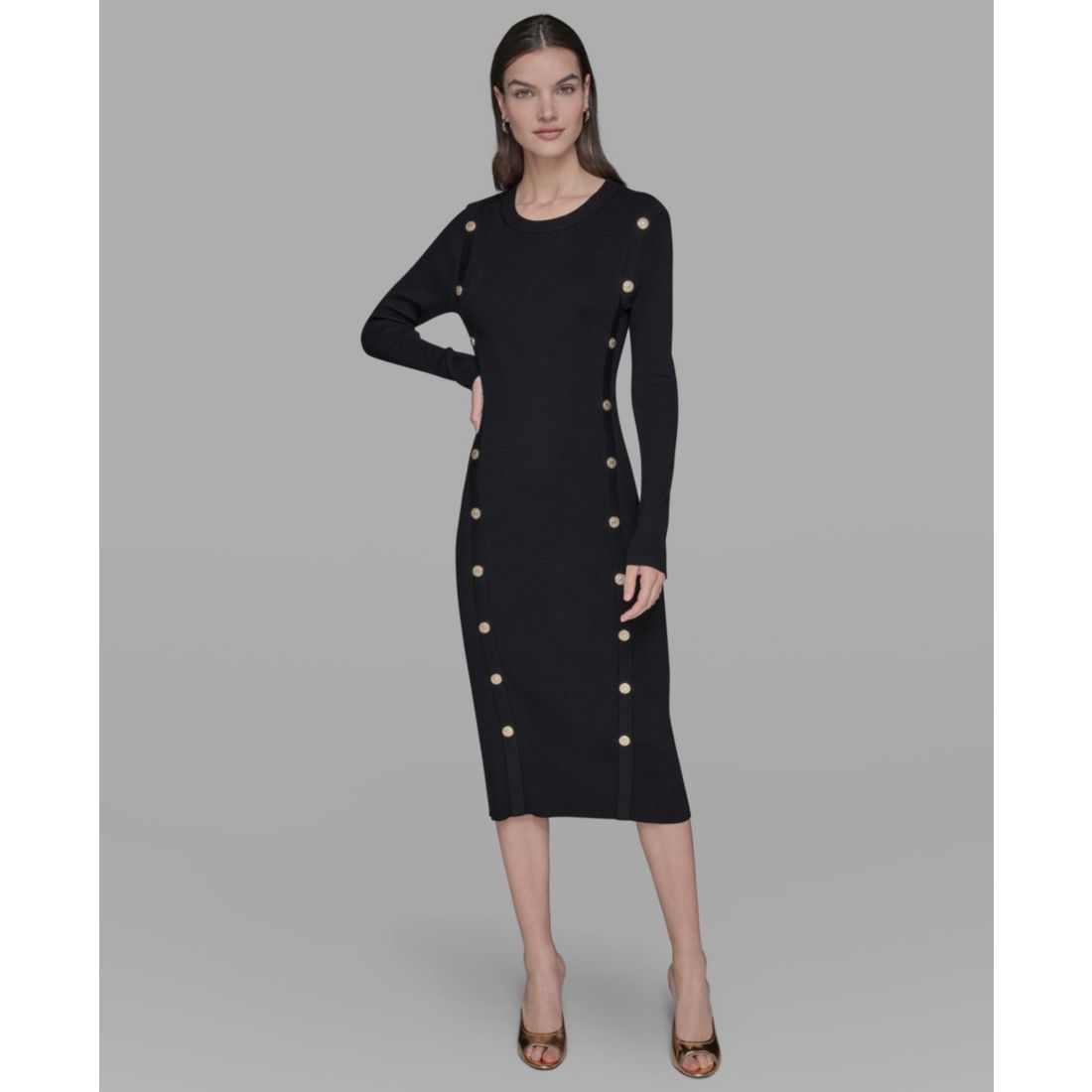 Karl Lagerfeld Paris Women's Long Sleeves Bodycon Dress