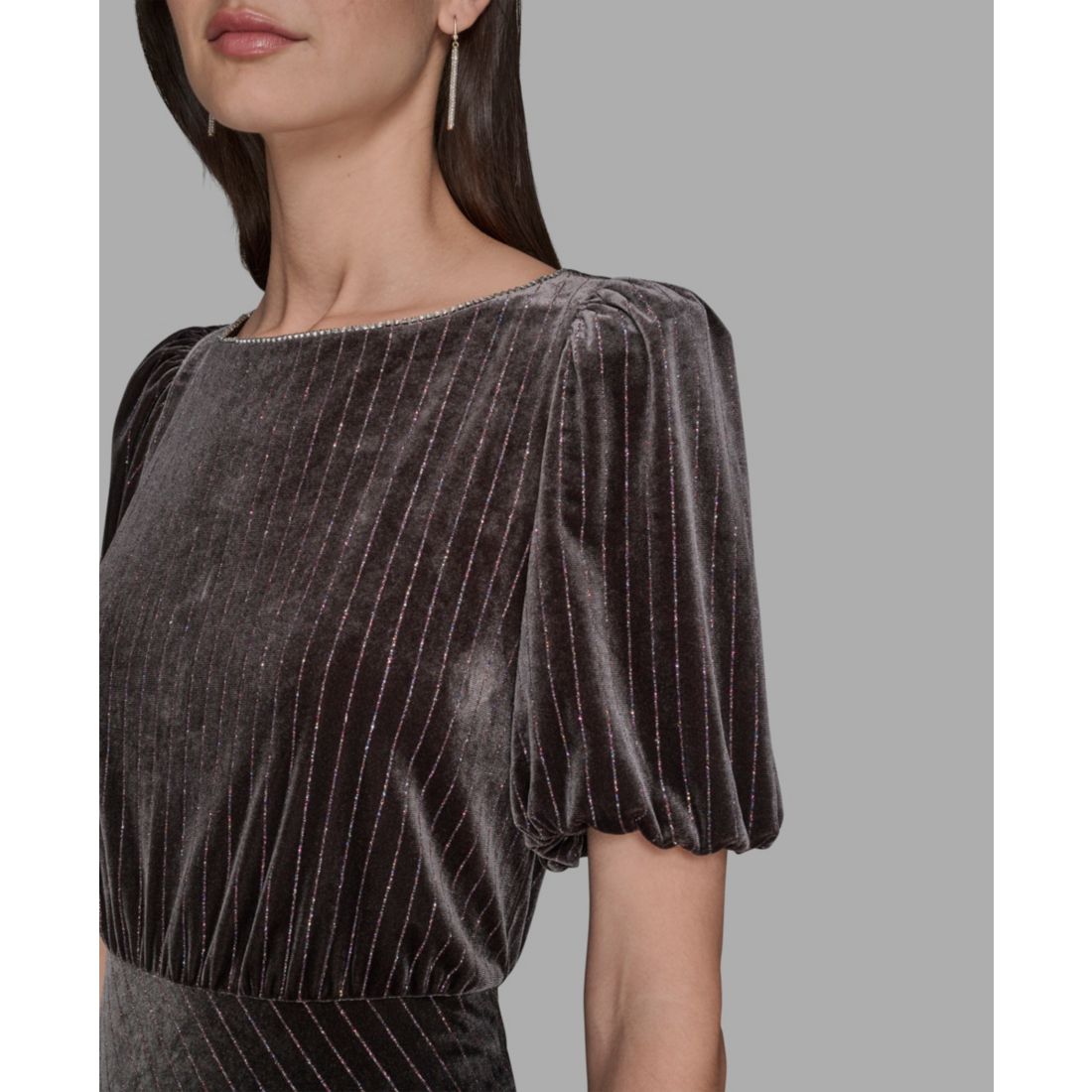 Karl Lagerfeld Paris Women's Pinstripe Boat Neck Midi Dress