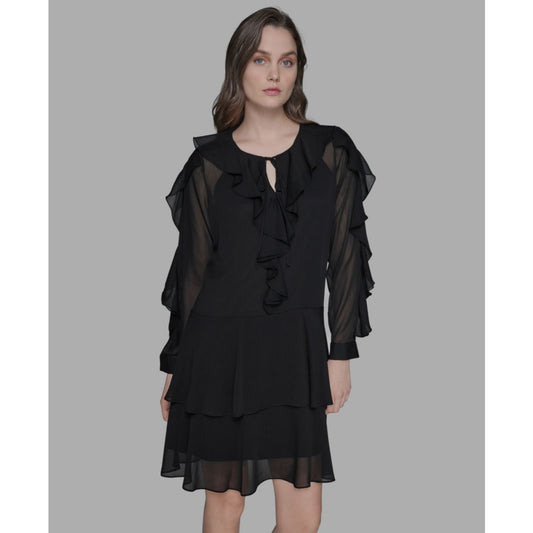 Karl Lagerfeld Paris Women's Layered Ruffle Dress