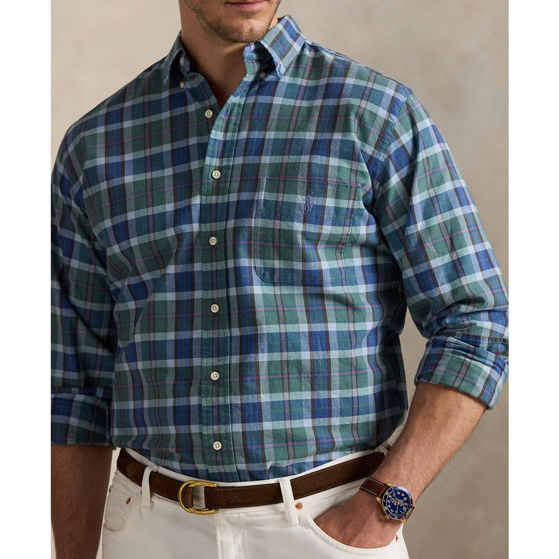 Polo Ralph Lauren Men's Big & Tall Plaid Oxford Shirt