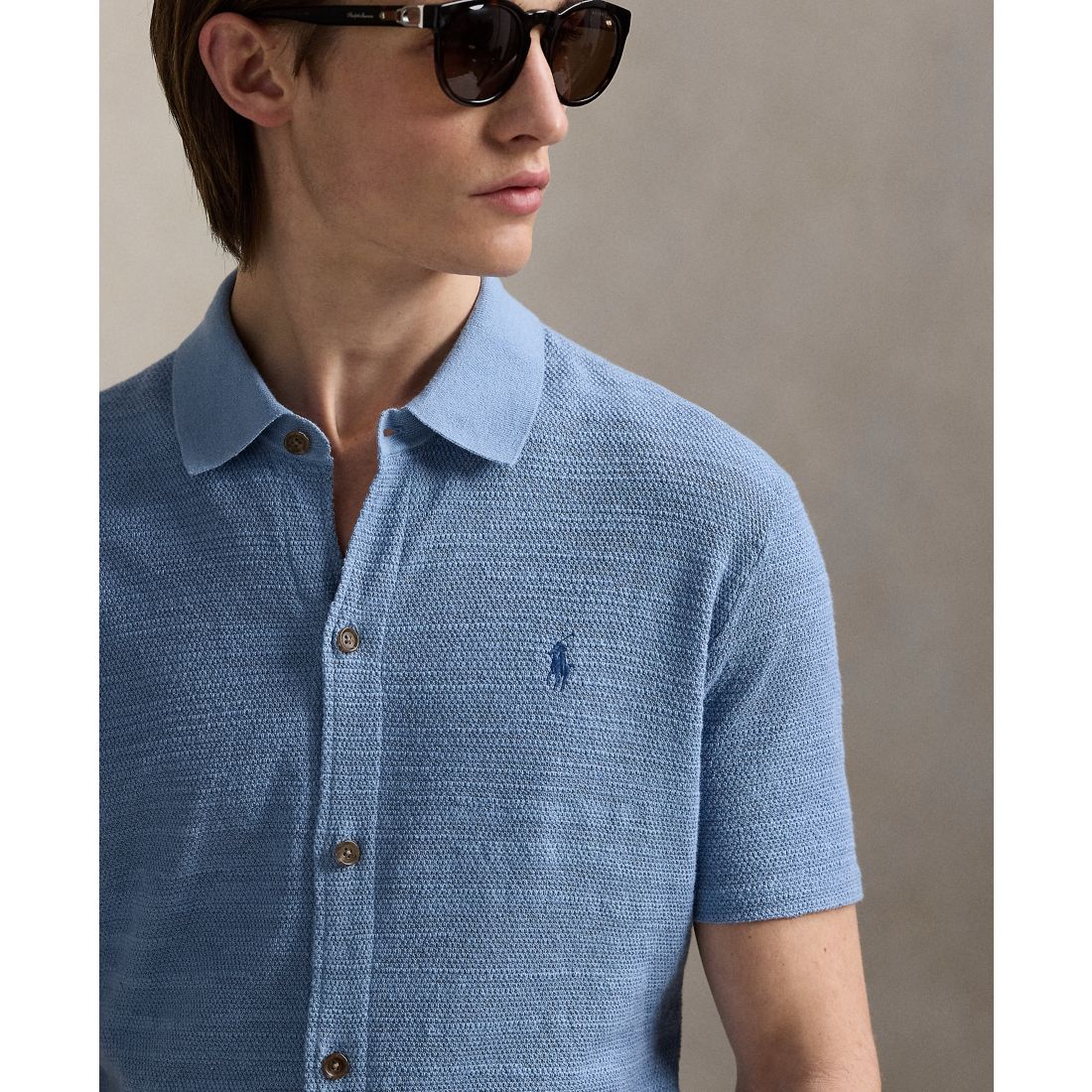 Polo Ralph Lauren Men's Textured Cotton-Linen Shirt Sweater