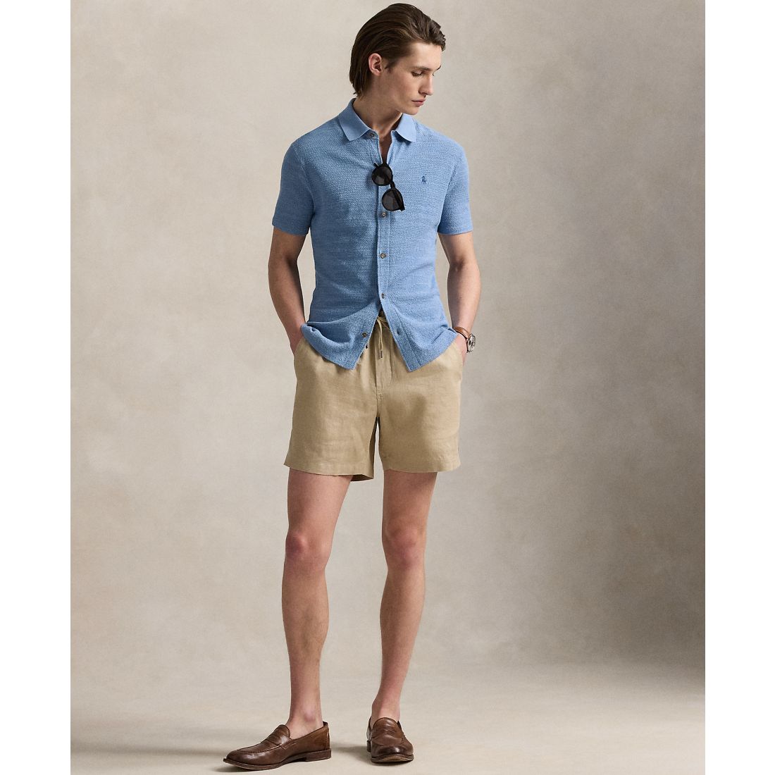 Polo Ralph Lauren Men's Textured Cotton-Linen Shirt Sweater