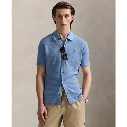 Polo Ralph Lauren Men's Textured Cotton-Linen Shirt Sweater