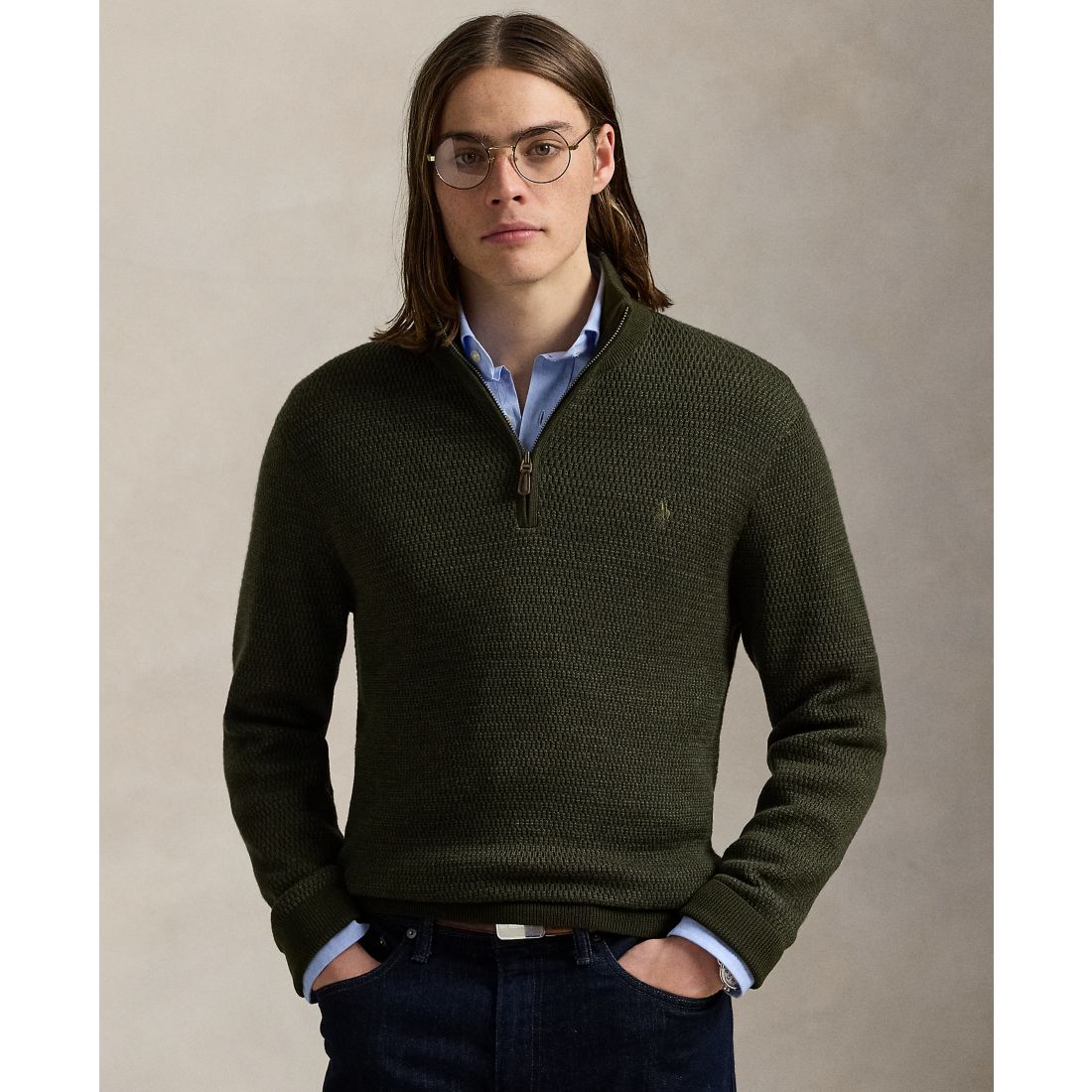 Polo Ralph Lauren Men's Washable Wool Quarter-Zip Sweater