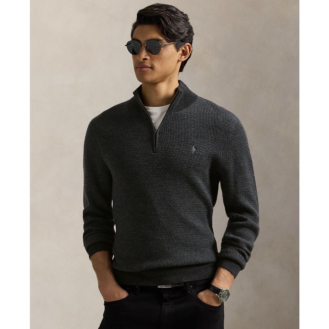 Polo Ralph Lauren Men's Washable Wool Quarter-Zip Sweater