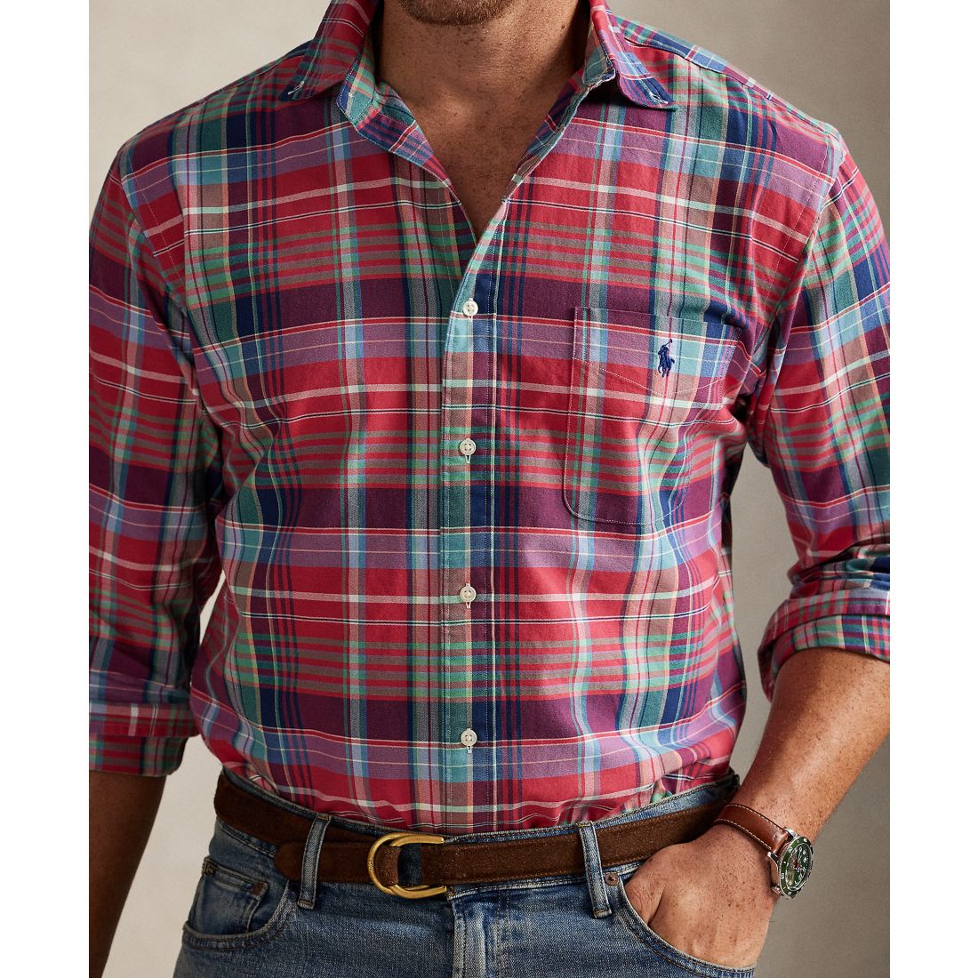Polo Ralph Lauren Men's Big & Tall Plaid Oxford Shirt