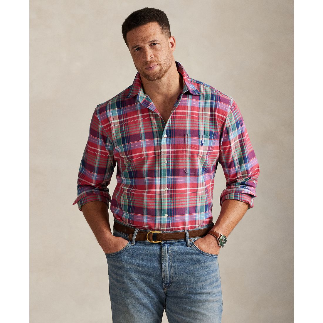 Polo Ralph Lauren Men's Big & Tall Plaid Oxford Shirt
