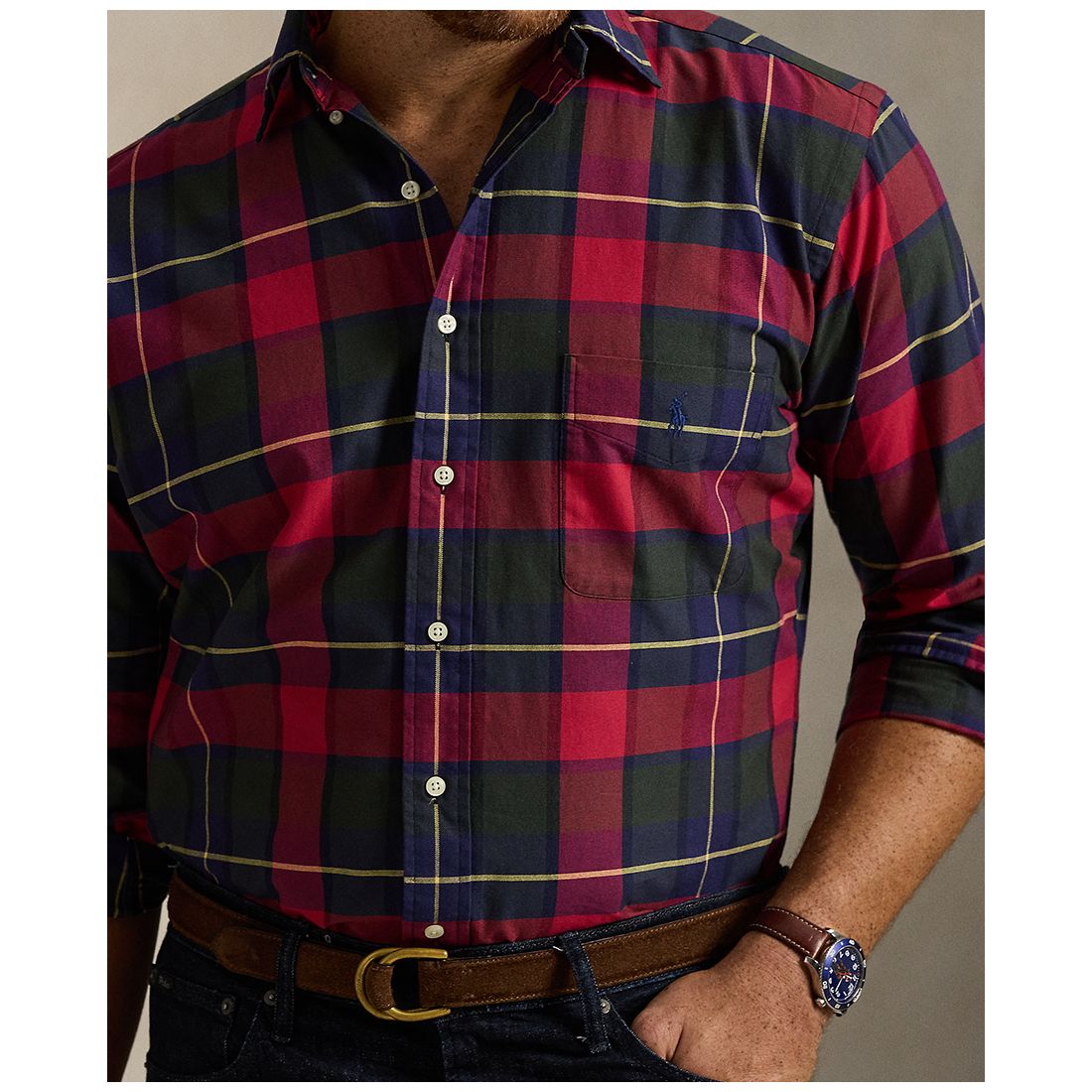 Polo Ralph Lauren Men's Big & Tall Plaid Oxford Shirt