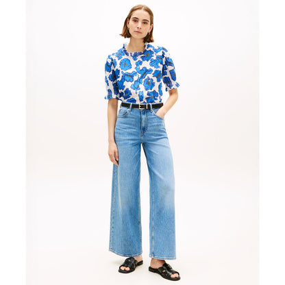 Tommy Hilfiger Women's Pin Tuck Cambric Short-Sleeve Blouse Top