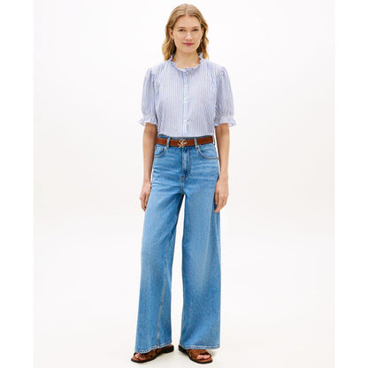Tommy Hilfiger Women's Pin Tuck Cambric Short-Sleeve Blouse Top