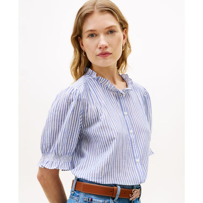 Tommy Hilfiger Women's Pin Tuck Cambric Short-Sleeve Blouse Top