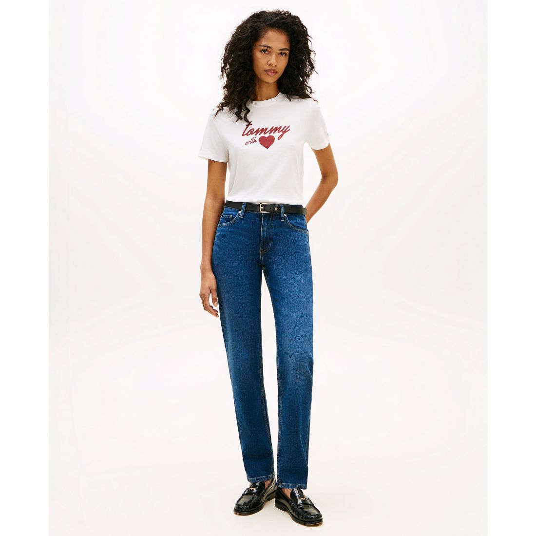 Tommy Hilfiger Women's Love Graphic Crewneck Short-Sleeve T-Shirt - Ecru / Red Tommy Heart