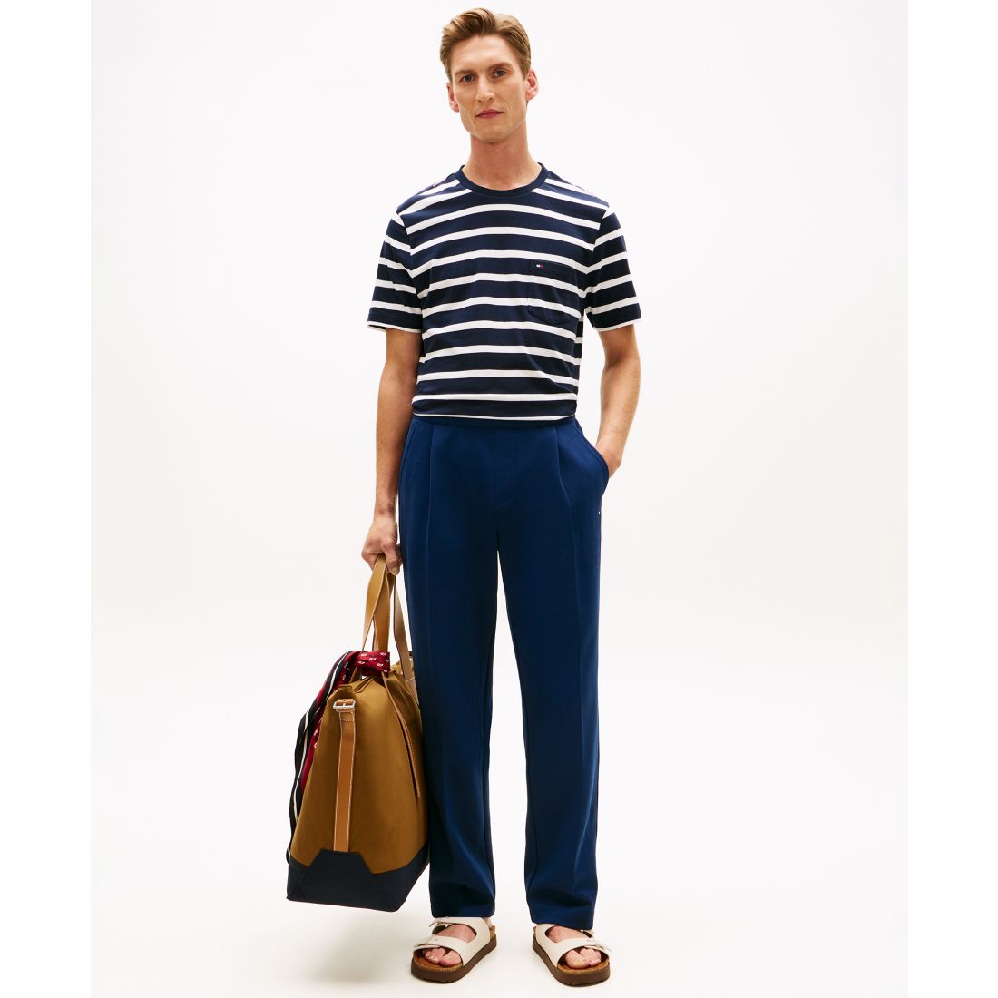 Tommy Hilfiger Men's Regular-Fit Essential Stripe T-Shirt - Desert Sky / Ecru Stripe