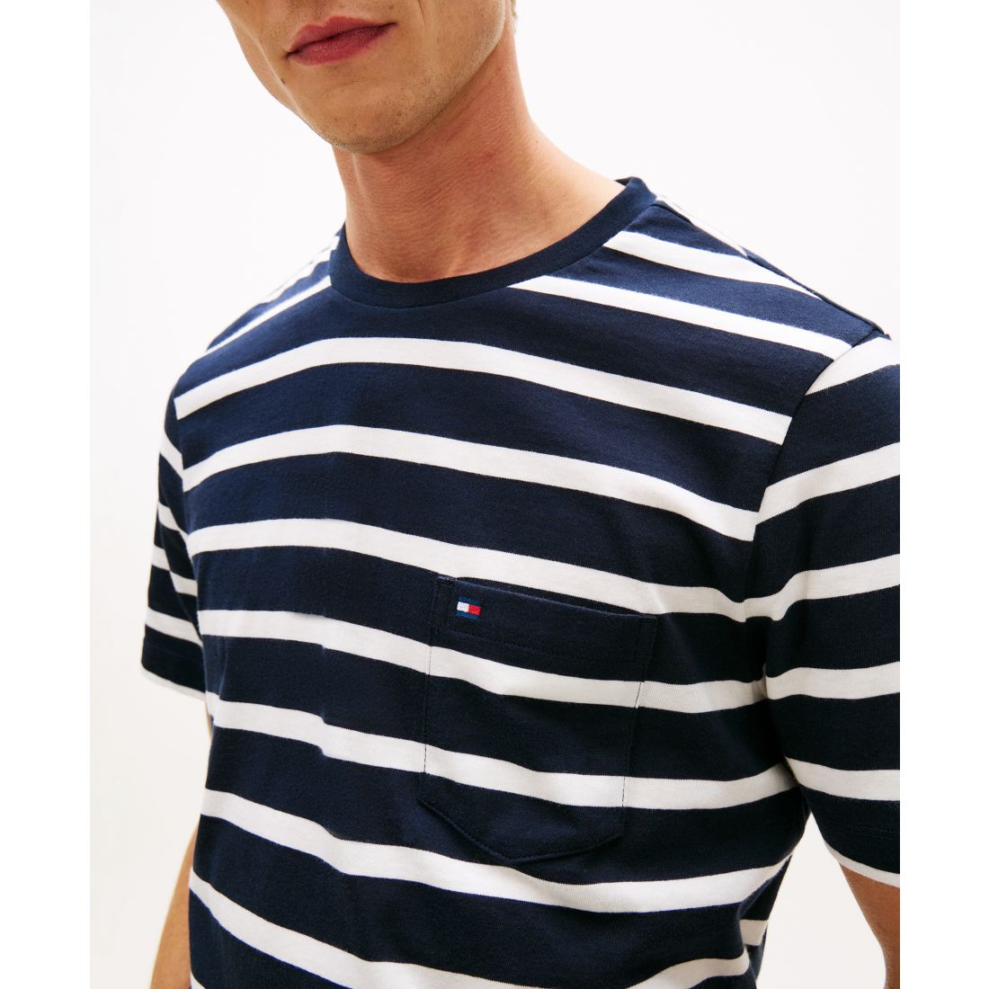 Tommy Hilfiger Men's Regular-Fit Essential Stripe T-Shirt - Desert Sky / Ecru Stripe