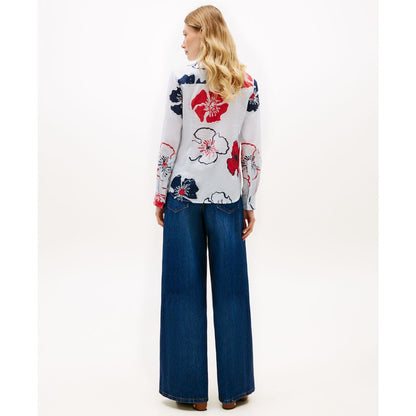 Tommy Hilfiger Women's Printed Button-Front Roll-Tab Shirt