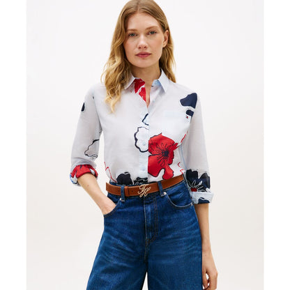 Tommy Hilfiger Women's Printed Button-Front Roll-Tab Shirt
