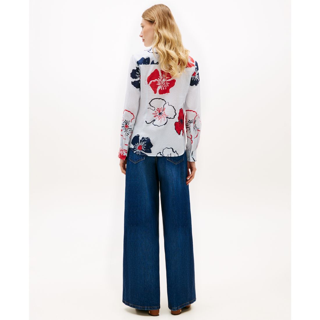 Tommy Hilfiger Women's Printed Button-Front Roll-Tab Shirt
