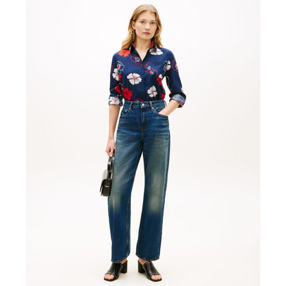 Tommy Hilfiger Women's Printed Button-Front Roll-Tab Shirt