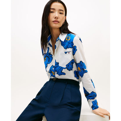 Tommy Hilfiger Women's Printed Button-Front Roll-Tab Shirt