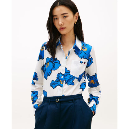Tommy Hilfiger Women's Printed Button-Front Roll-Tab Shirt