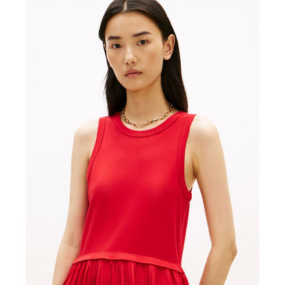 Tommy Hilfiger Women's Mix Media Pleated Sleeveless Midi Dress