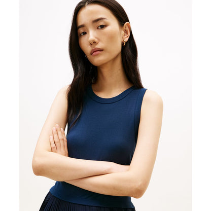 Tommy Hilfiger Women's Mix Media Pleated Sleeveless Midi Dress