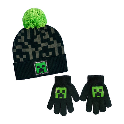 Minecraft Big Boys 2-Piece Pom Pom Hat and Gloves Set