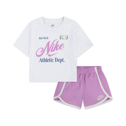 Nike Girls' 4-6X Tennis Lifestyle Crewneck T-Shirt and Shorts, 2-Piece Set
