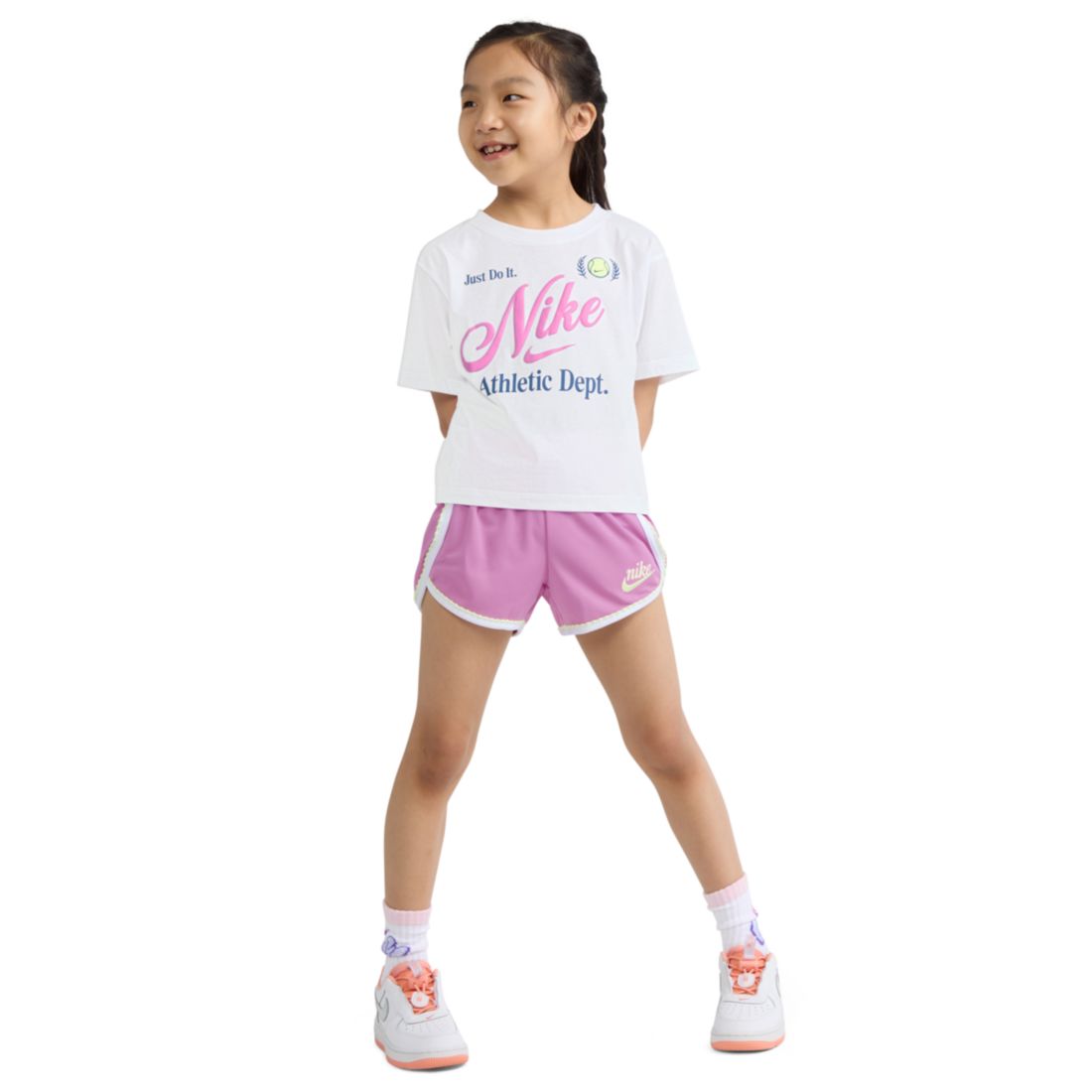 Nike Girls' 4-6X Tennis Lifestyle Crewneck T-Shirt and Shorts, 2-Piece Set