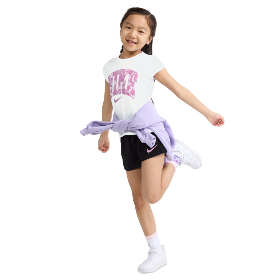 Nike Girls' 4-6X Lace It Up Crewneck T-Shirt and Mesh Shorts, 2-Piece Set
