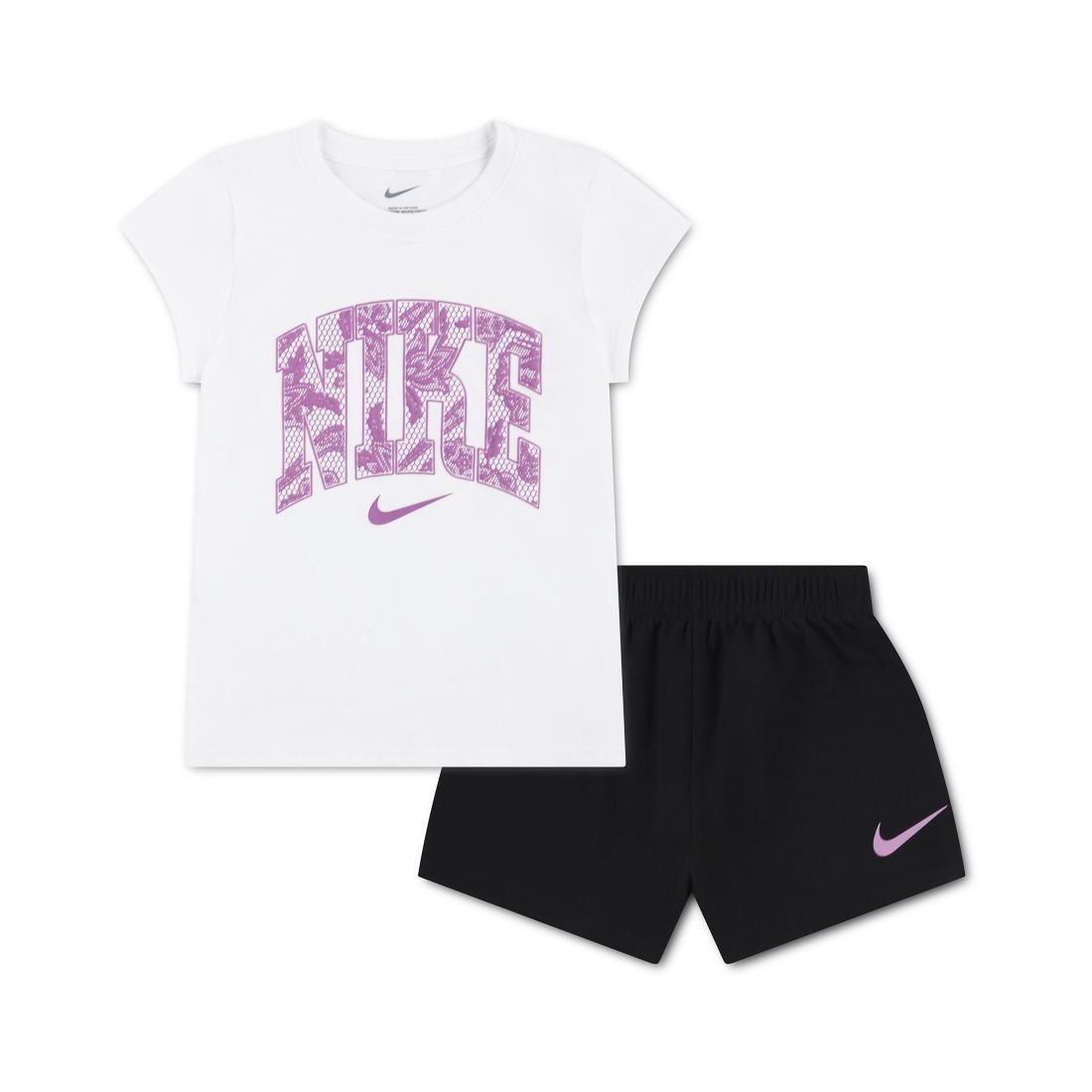 Nike Girls' 4-6X Lace It Up Crewneck T-Shirt and Mesh Shorts, 2-Piece Set