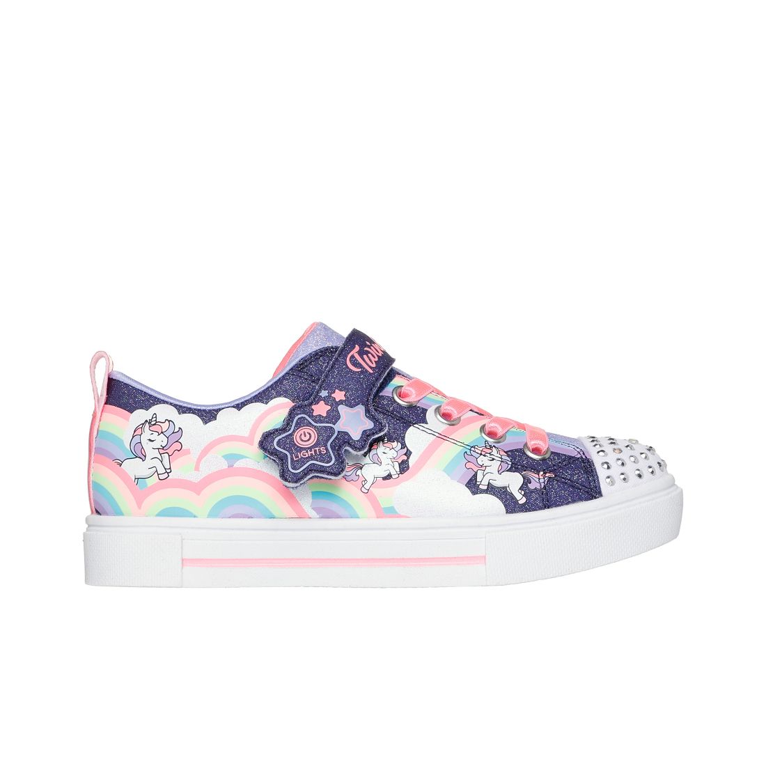 Skechers Little Girls Twinkle Toes: Twinkle Sparks - Unicorn Stay-Put Light-Up Casual Sneakers from Finish Line - Navy, Multi