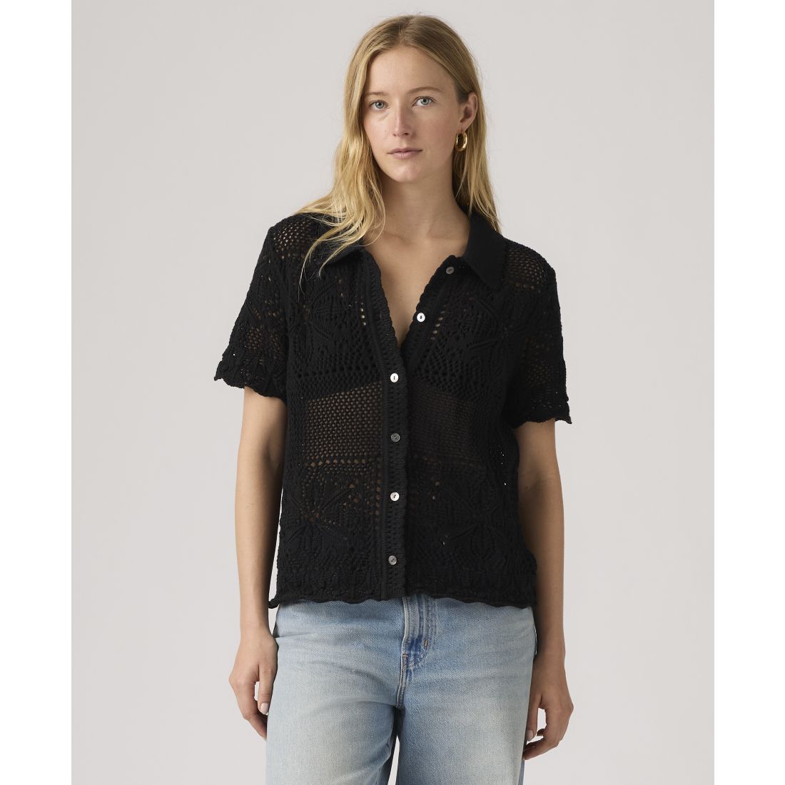 Levi's Women's Susanna Floral Crochet Collared Cotton Shirt