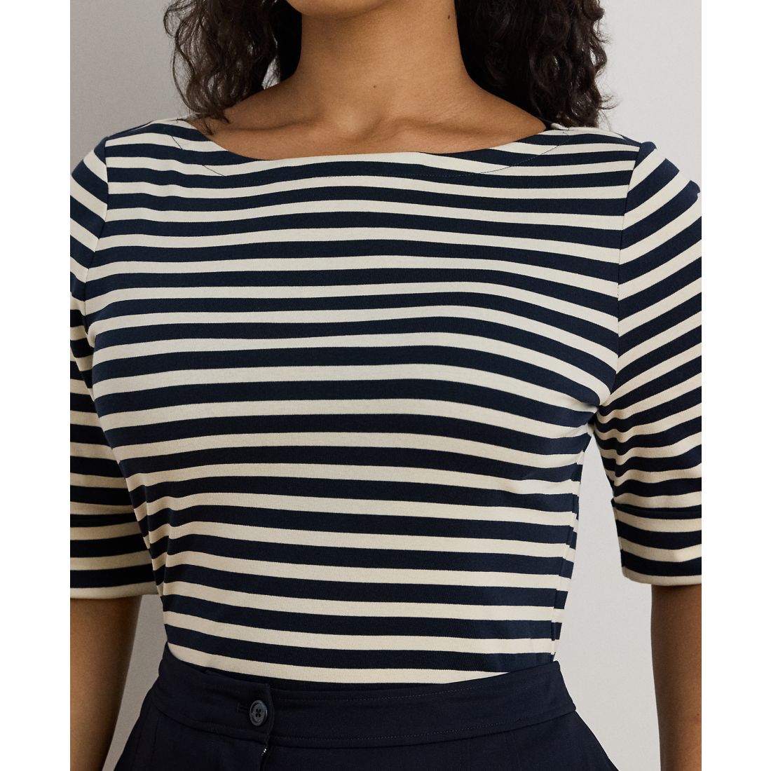 Lauren Ralph Lauren Plus Size Striped Boat Neck T-Shirt