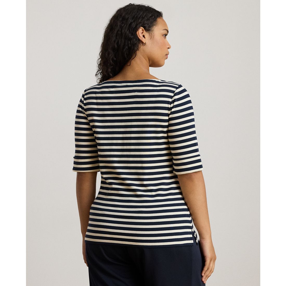Lauren Ralph Lauren Plus Size Striped Boat Neck T-Shirt