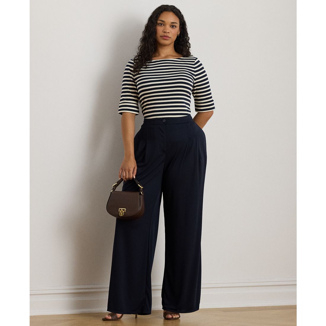 Lauren Ralph Lauren Plus Size Striped Boat Neck T-Shirt
