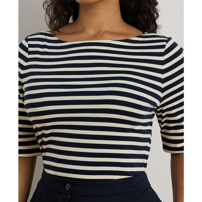 Lauren Ralph Lauren Plus Size Striped Boat Neck T-Shirt
