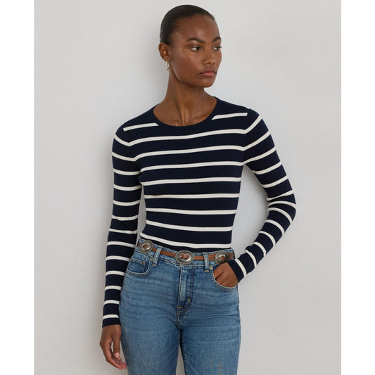 Lauren Ralph Lauren Women's Striped Rib-Knit Crewneck Sweater