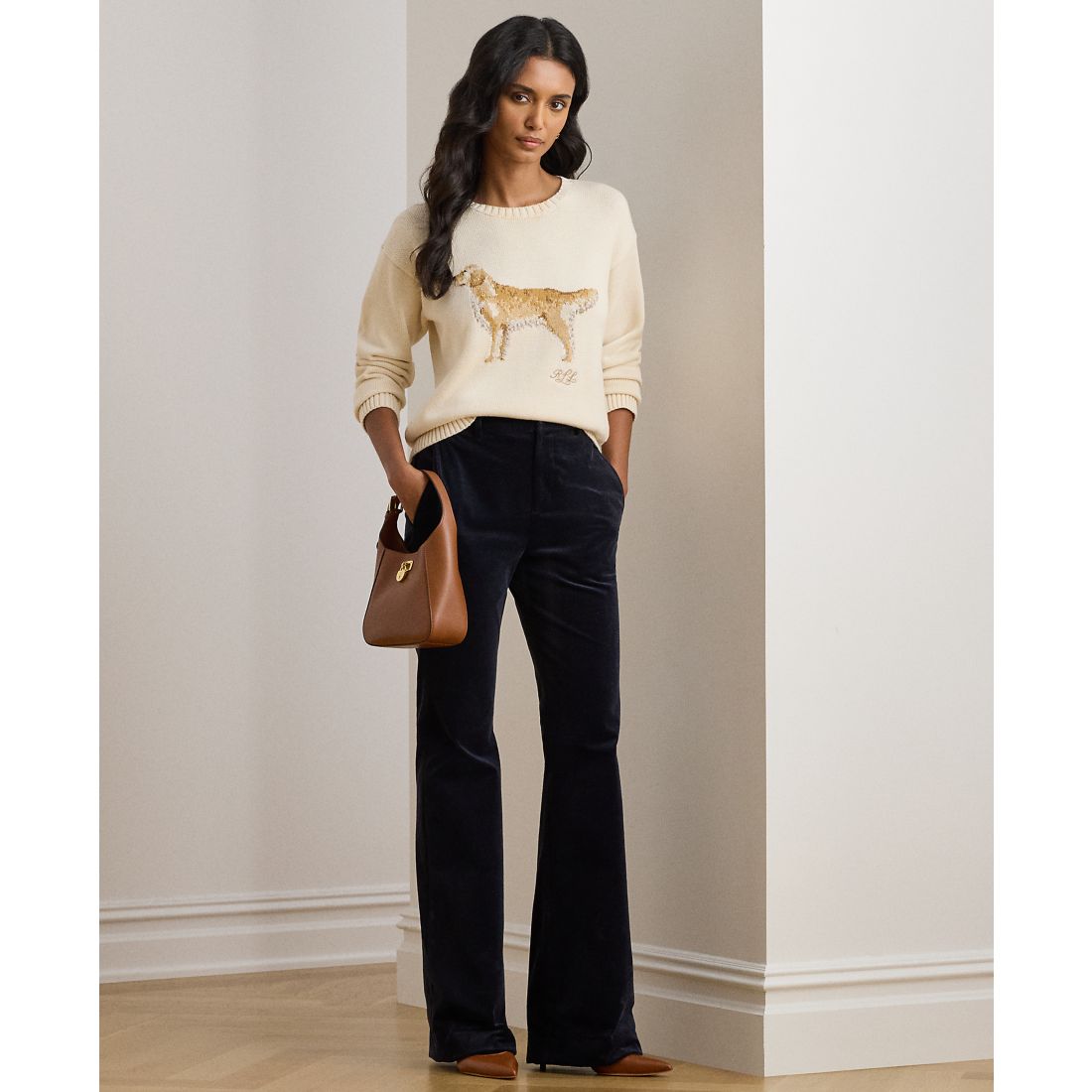 Lauren Ralph Lauren Petite Intarsia Golden Retriever Sweater