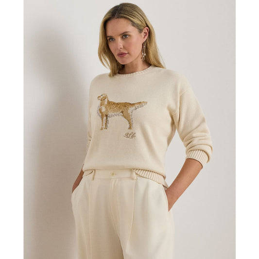 Lauren Ralph Lauren Plus Size Intarsia-Knit Golden Retriever Crewneck Sweater