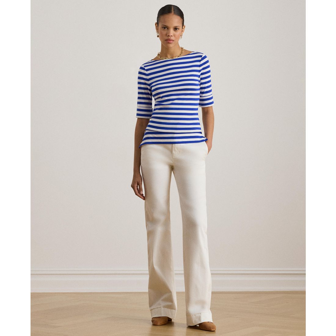 Lauren Ralph Lauren Women's Striped Boat Neck T-Shirt