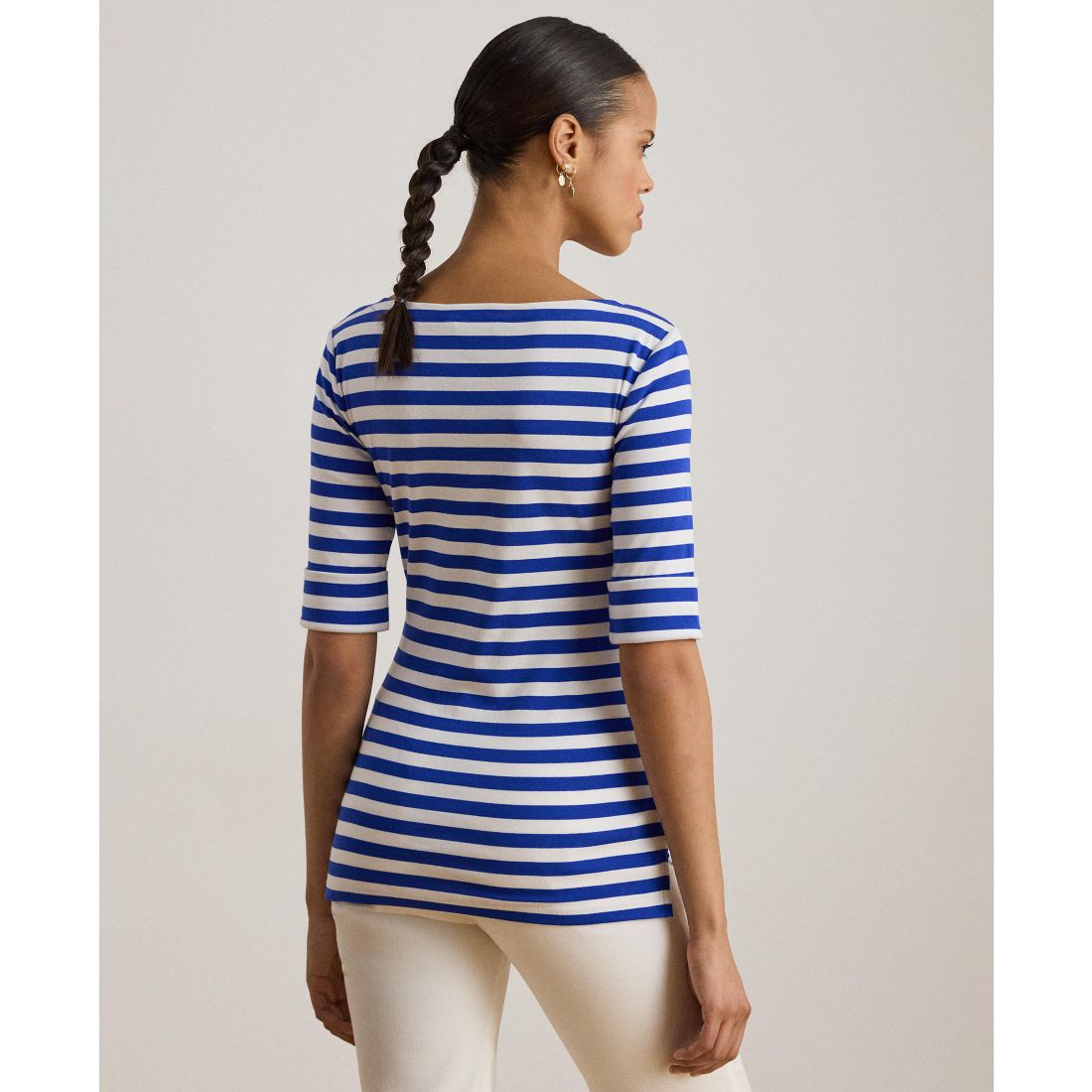 Lauren Ralph Lauren Women's Striped Boat Neck T-Shirt
