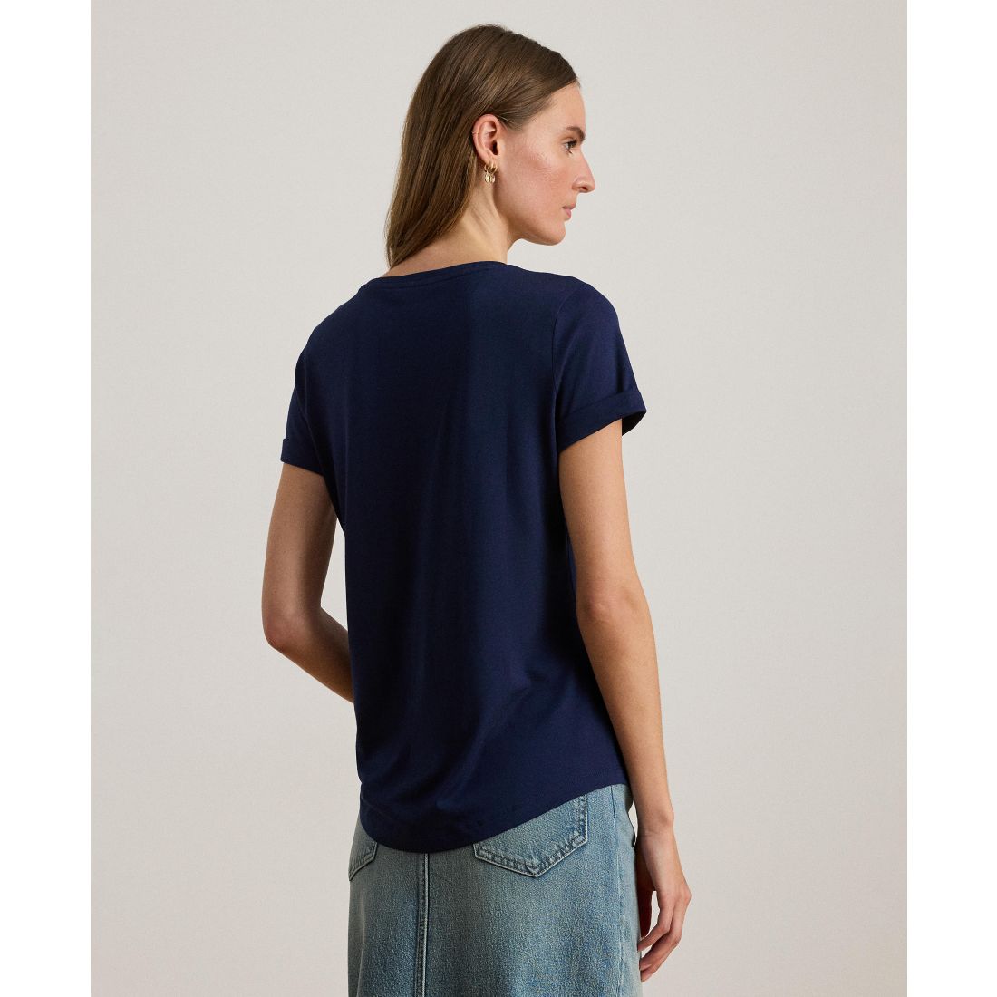 Lauren Ralph Lauren Women's Crewneck Embroidered-Logo T-Shirt