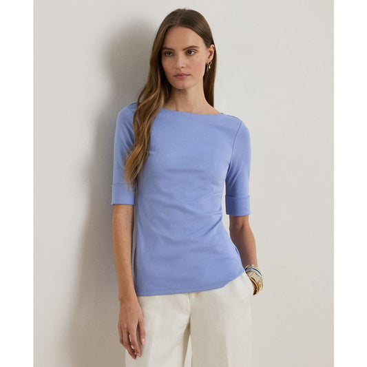 Lauren Ralph Lauren Petite Stretch Cotton Boatneck Tee