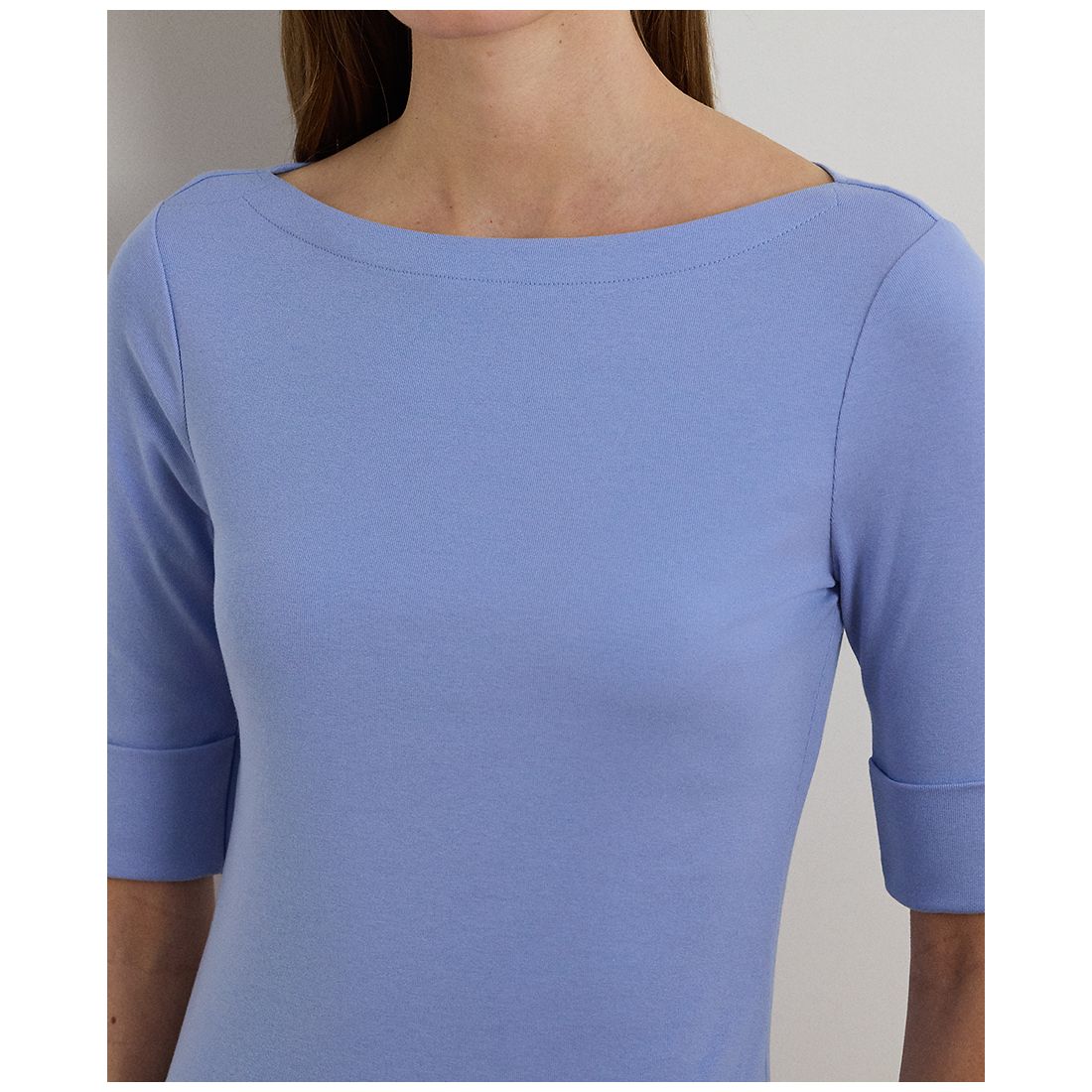 Lauren Ralph Lauren Petite Stretch Cotton Boatneck Tee
