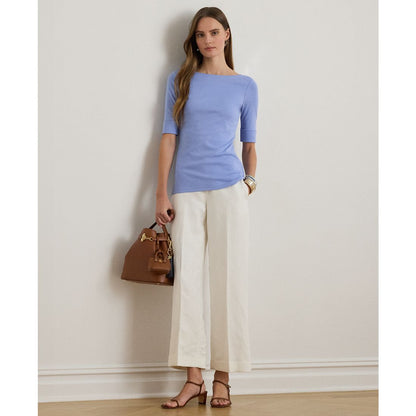 Lauren Ralph Lauren Petite Stretch Cotton Boatneck Tee