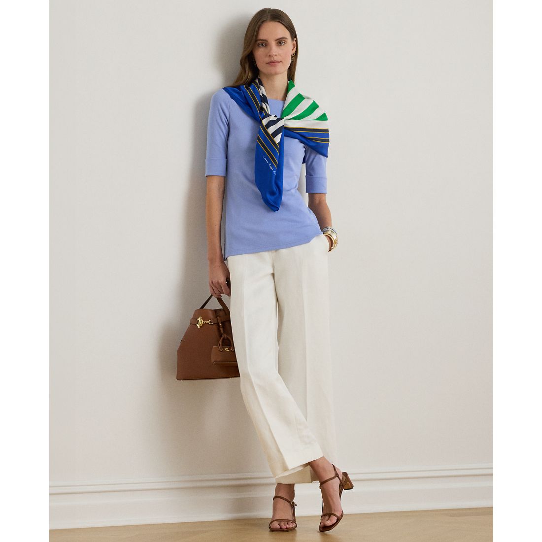 Lauren Ralph Lauren Petite Stretch Cotton Boatneck Tee