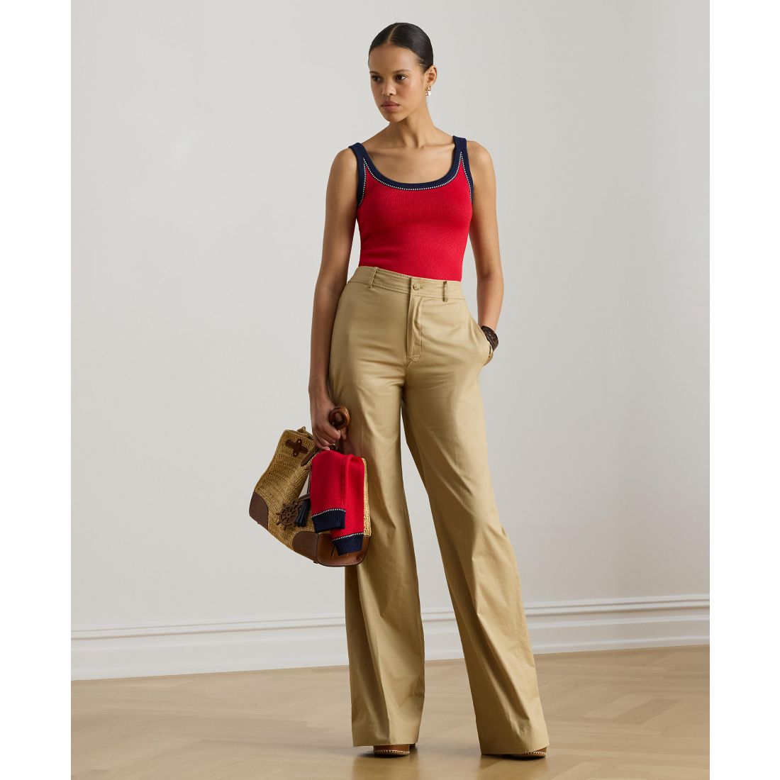 Lauren Ralph Lauren Women's Two-Tone Scoop Neck Sweater Tank Top